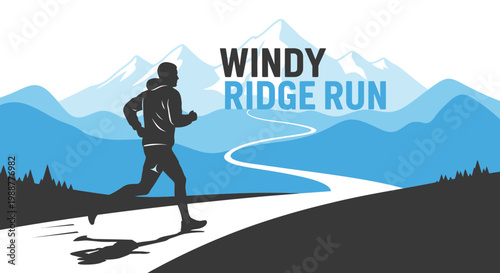 Windy Ridge Run: An Active Silhouette Enjoying a Scenic Mountain Trail Experience