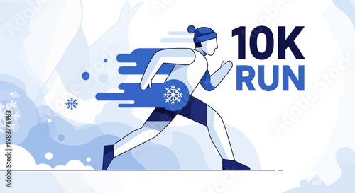 Winter 10K Run Athlete Illustration, Suitable for Sport and Health Advertisement