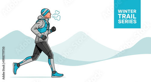 Winter Trail Runner Personified: Endurance, Cold Weather Workout, and Sporting Activity