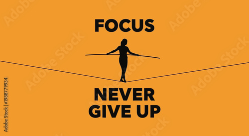 Woman Balancing On Wire Illustrating Motivation and Perseverance to Achieve Goals