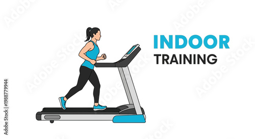 Woman Exercising On Treadmill For Indoor Training Fitness Routine