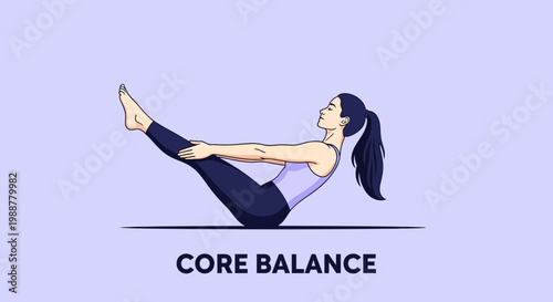 Woman Demonstrates Core Strength and Stability in a Graceful Pilates Pose Exercise