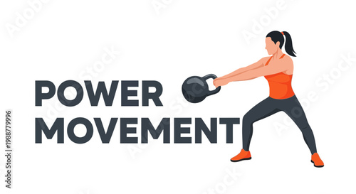 Woman Exercising With Kettlebell Demonstrating Power Movement For Physical Wellbeing
