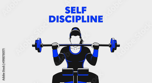 Woman Lift Weights With Self-Discipline, Focused on Fitness Goals and Healthy Lifestyle