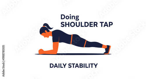 Woman Performing Shoulder Tap Exercise For Daily Stability And Physical Wellbeing