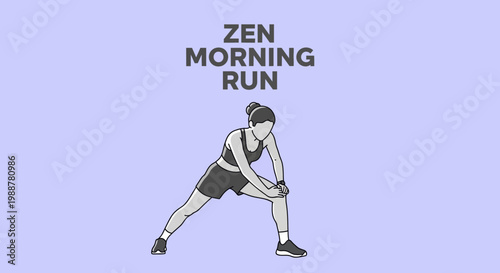 Woman Stretching Before Running in The Morning for Fitness and Wellbeing Illustration