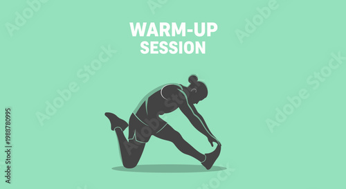 Woman Stretching Preparing For Exercise In Silhouette On A Greenish Background