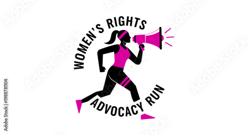 Women's Rights Advocate Running To Demand Equality With A Megaphone For A Cause