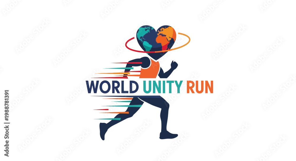 Fototapeta premium Worldwide Charity Event with a Runner Symbolizing Global Unity and Hope