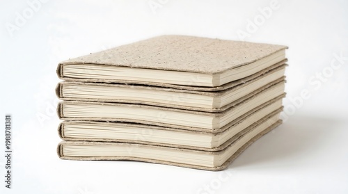 A stack of old books on a white background
