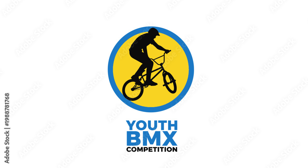 Naklejka premium Youth Bmx Competition Graphic Design With Rider Silhouette