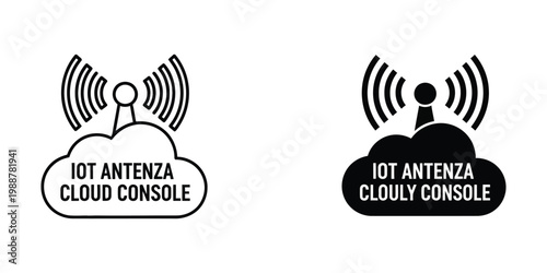 Comparison of iot antenna cloud and clouly console logos with wireless signals