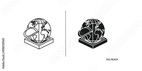 Comparison of globe trophy designs in monochrome and filled styles