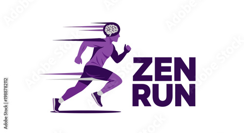 Zen Run: A Vivid depiction of a Mindful Runner Symbolizing Mental Acuity and Wellbeing