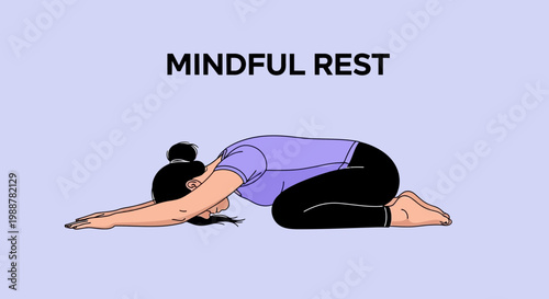 Zen-like Mindful Pose of Relaxation Depicted in Simplified Artistic Illustration