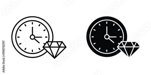 Contrasting clock designs with diamond accents in monochrome style