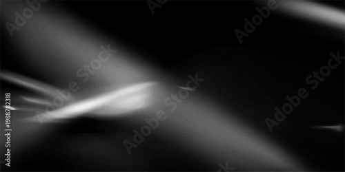 A smooth blue spotlight glows on a dark digital theater stage backdrop with abstract motion waves and light rays creating a vibrant artistic effect