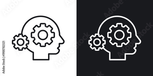 Interpretation icons set in black and white stroke lines