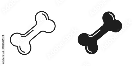 Comparison of filled and unfilled bone-shaped icons with rounded ends