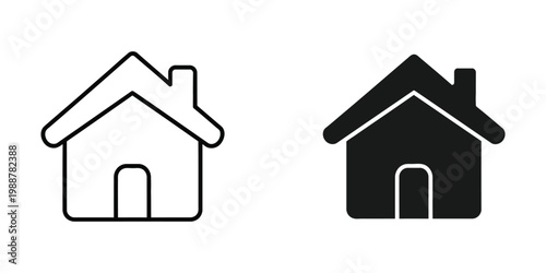Contrast between a simple and a filled house icon design