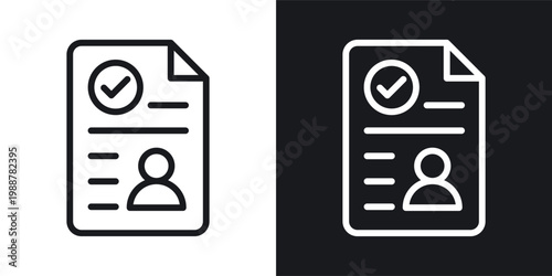 Job candidate icons set in black and white stroke lines