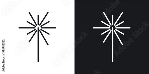 Laser beam icons set in black and white stroke lines
