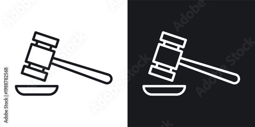 Law icons set in black and white stroke lines