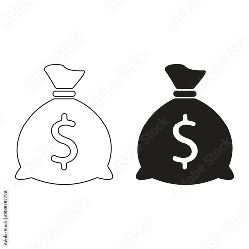 Two money bags one white and one black dollar signs on them currency