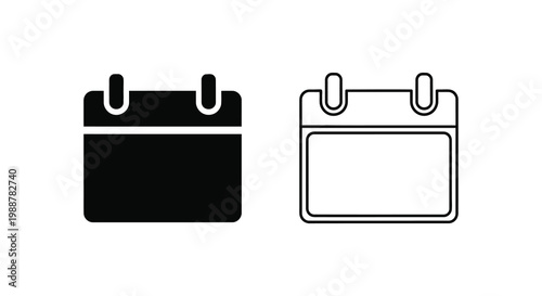 Two calendar icons one filled one outlined in black and white
