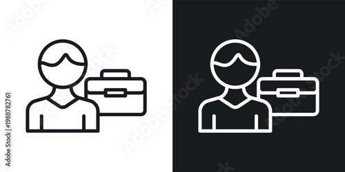 Manager icons set in black and white stroke lines