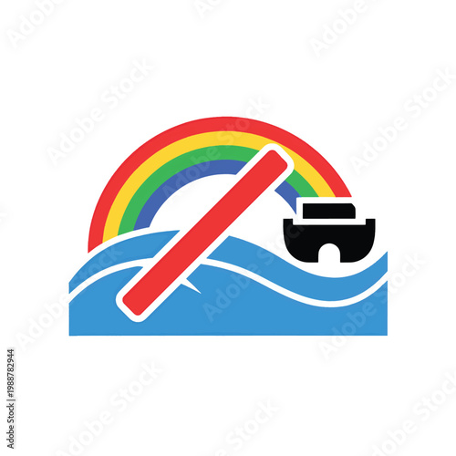 Noah Ark Prohibited Rainbow Vector