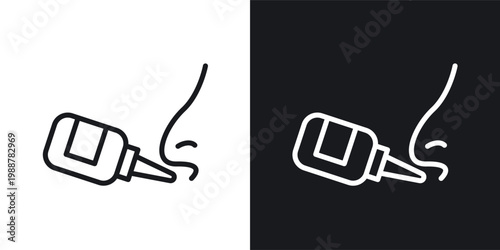 Nasal spray icons set in black and white stroke lines