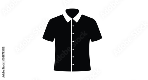 A black silhouette of a short sleeved collared shirt is displayed