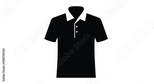 Black silhouette of a short sleeved polo shirt with a white collar