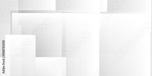 Abstract white and gray geometric background with overlapping squares and rectangles in a soft minimalist style