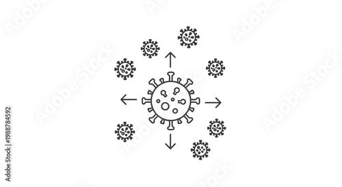 Virus Spreading Icon: Microbe Danger, Infection Outbreak, Pandemic Threat, Disease Transmission