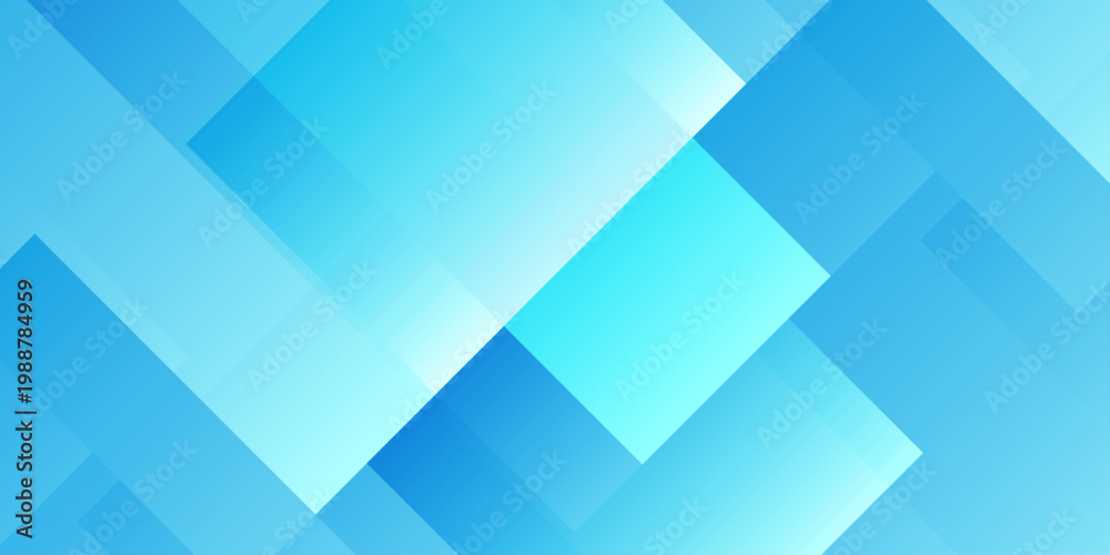 Obraz premium Abstract blue geometric background with overlapping transparent squares and diagonal light rays for corporate tech design