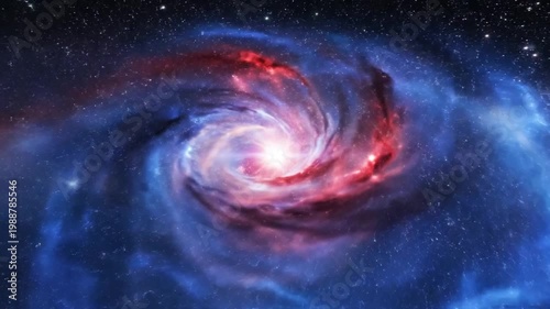Vibrant spiral galaxy in deep space with glowing center