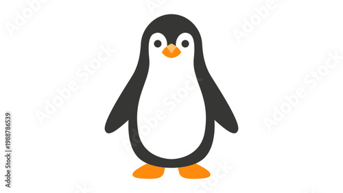 Cute penguin vector icon illustration, modern flat design of an upright flightless aquatic bird isolated on a white background, perfect for wildlife, nature, and animal-themed graphic projects.