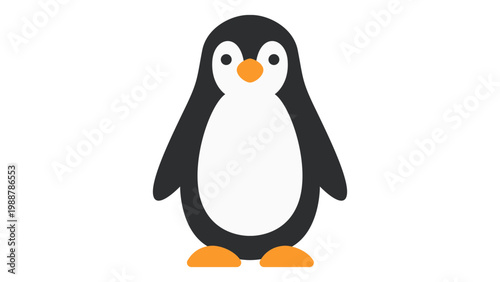 Cute Penguin Vector Icon Illustration: A modern flat design of an upright flightless aquatic bird isolated on white. High-quality scalable graphic perfect for nature, wildlife, and animal themes.