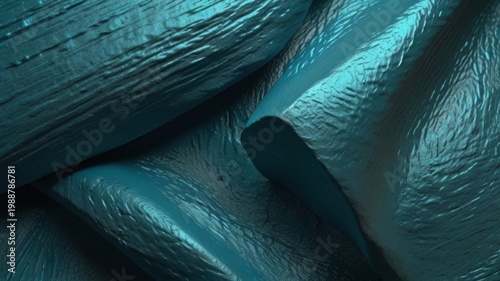 Ocean Blue Cyan Metallic Clay Surface With Rough Organic Texture Background