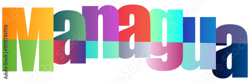 Slika na platnu Colorful gradient text design featuring the word Managua isolated background
