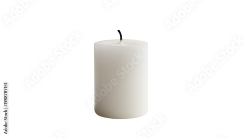Cuadro en lienzo Unlit white pillar candle with burnt wick, isolated on transparent background
