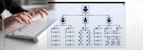 Foto Conceptual Diagram for Project Management with Flowchart Design and User Nodes I