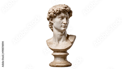 Foto Marble bust of David a classical sculpture, isolated on transparent background