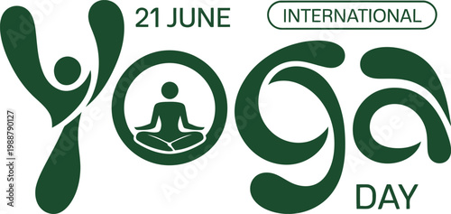 International Yoga Day 21 June logo with yoga figure
