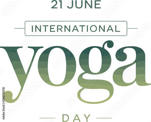 International Yoga Day 21 June green and light green text