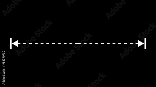 Measuring distance length dotted line animation. Abstract measuring length dotted line icon animation with alpha channel. 4k videos