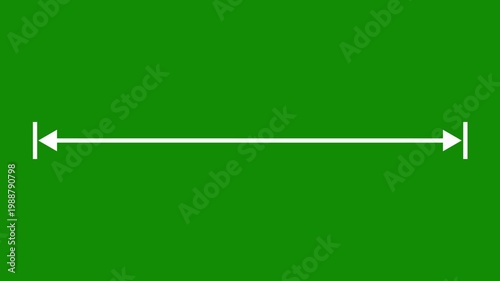 Measuring distance length line animation with alpha channel. Double side arrow icon animation. left and right side arrow measurement motion graphics.4k