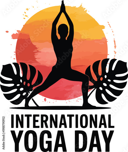 International Yoga Day warrior pose silhouette Keywords: yoga, international yoga day
